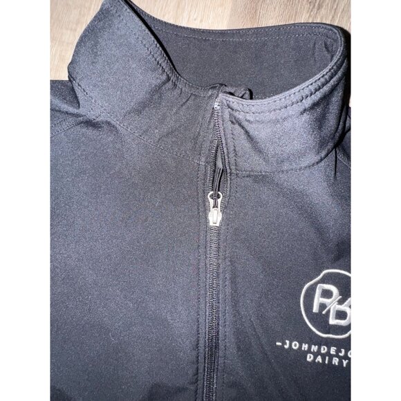 Port Authority Mens Black Zip-Up Jacket XL John De Jong Dairy Logo - Picture 2 of 6
